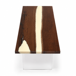 Black Walnut Cream White River Epoxy Wood Slab Table