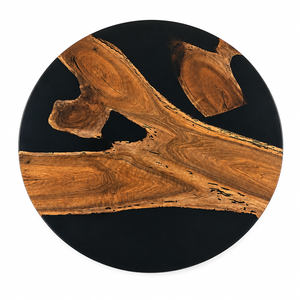 Black Walnut Wood Round Black River Epoxy Resin Dining Table