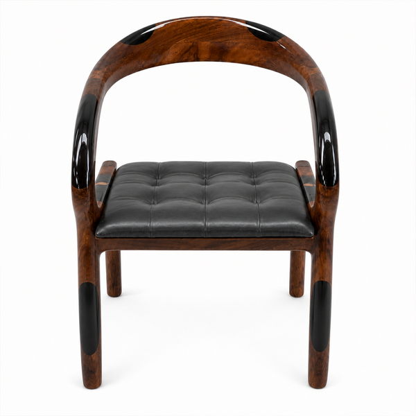 Walnut Solid Wood Black Resin Accent Epoxy Resin Chair