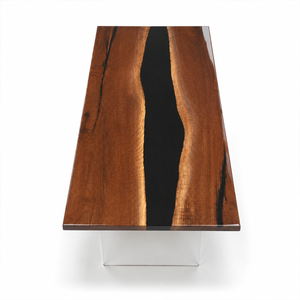 Black Walnut Black River Live Edge Epoxy Resin Dining Table