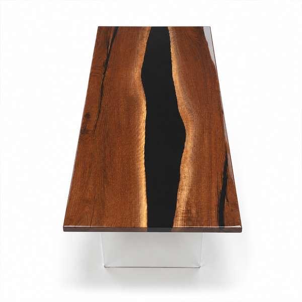 Black Walnut Black River Live Edge Epoxy Resin Dining Table