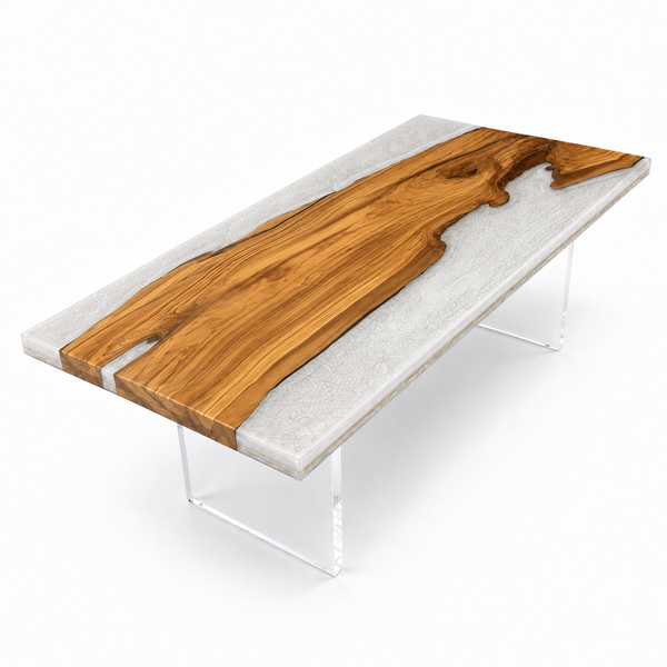 Olive Wood Crystal Epoxy Resin Conference Table