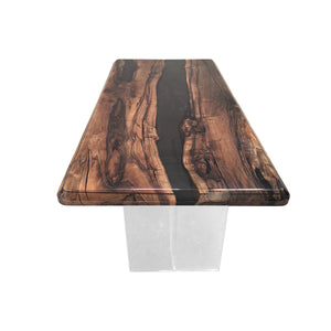 Black Walnut Wood Black Epoxy Resin River Dining Table