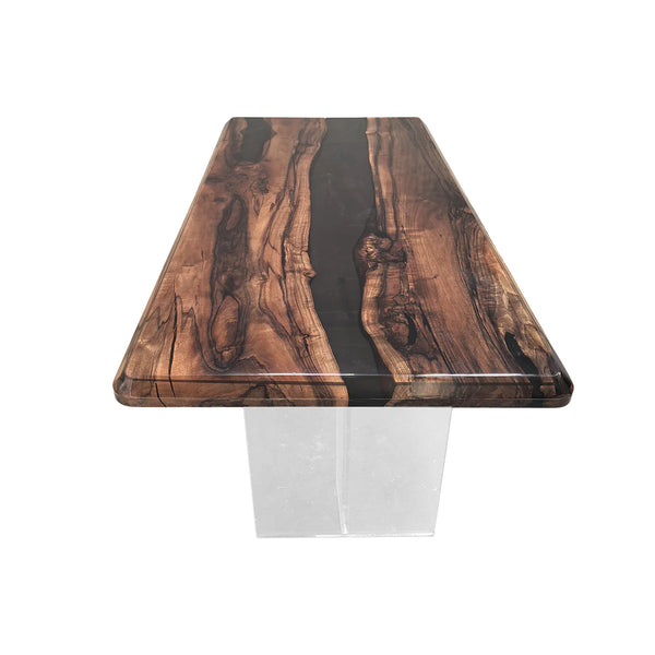 Black Walnut Wood Black Epoxy Resin River Dining Table