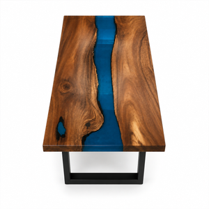 Walnut Blue River Transparent Epoxy Resin Dining Table