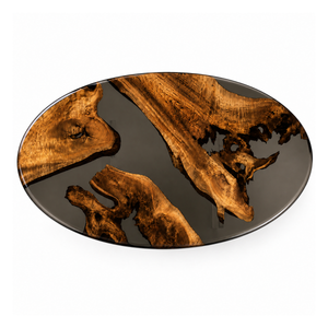 Golden Camphor Black River Translucent Oval Epoxy Resin Dining Table