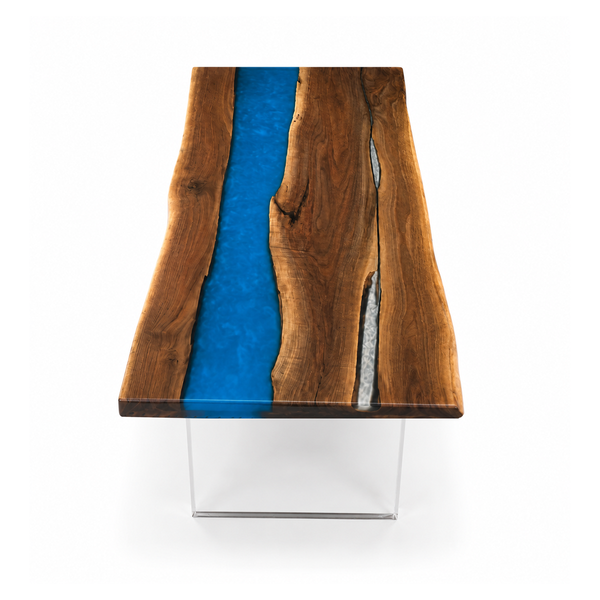 Black Walnut Deep Ocean Wave Shimmer Epoxy Resin Dining Table