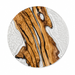 Olive Wood Crystal Tundra Textured Round Epoxy Resin Side Table