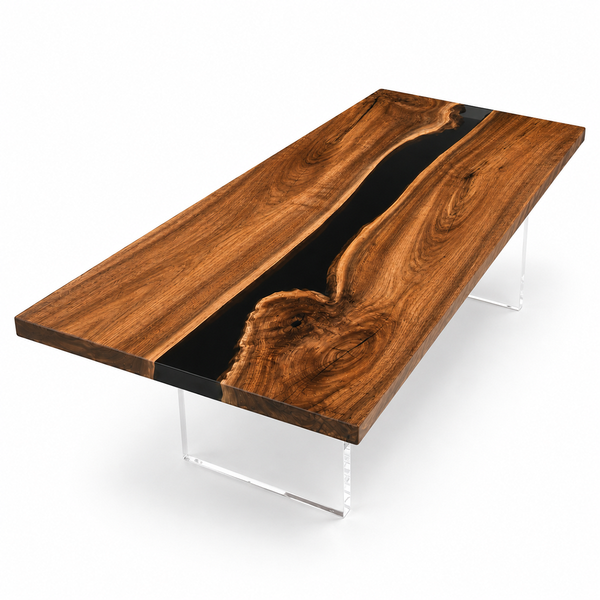 Walnut Obsidian Abyss Epoxy Resin Dining Table