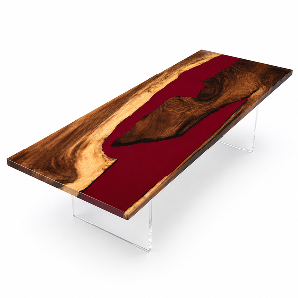 Walnut Magma Red Epoxy Resin Conference Table