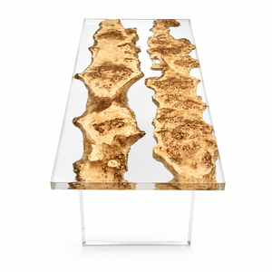 Poplar Burl Crystal Clear Floating Island Epoxy Resin Dining Table