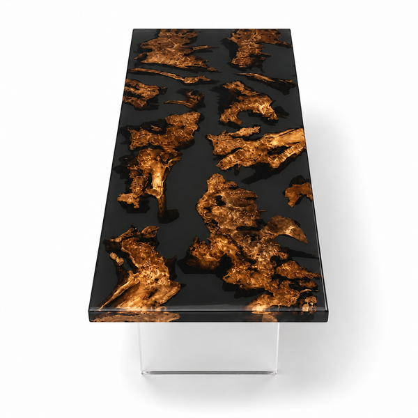 Cunninghamia Burl Black Transparent Epoxy Resin Dining Table