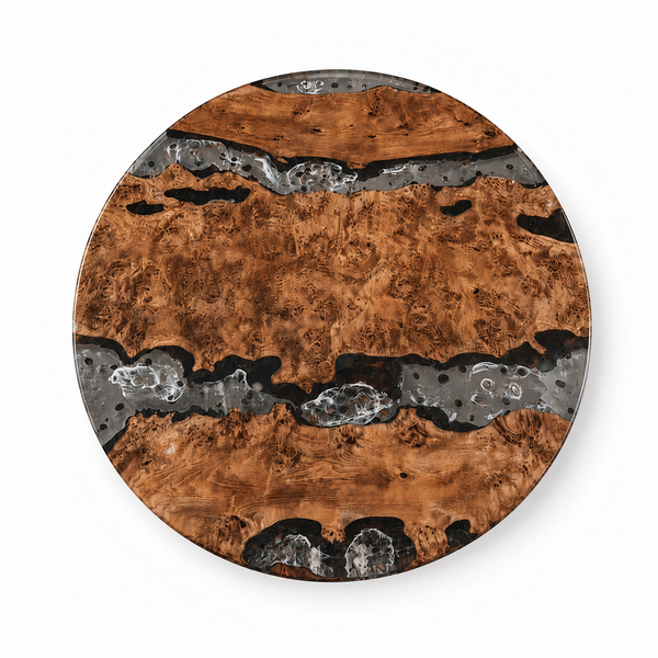 Cunninghamia Premium Burl Wood Round Epoxy Resin Dining Table