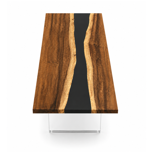 Walnut Black River Transparent Epoxy Resin Dining Table