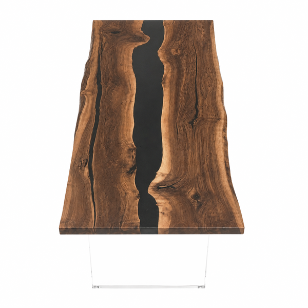 Black Walnut Live Edge Black River Epoxy Resin Conference Table