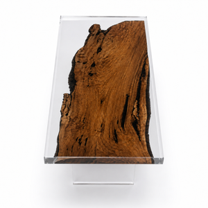 Black Walnut Wood Clear Transparent Rectangular Edge Epoxy Resin Coffee Table