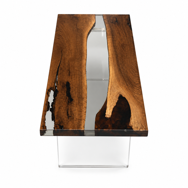 Black Walnut Natural Edge Clear Epoxy Resin Dining Table