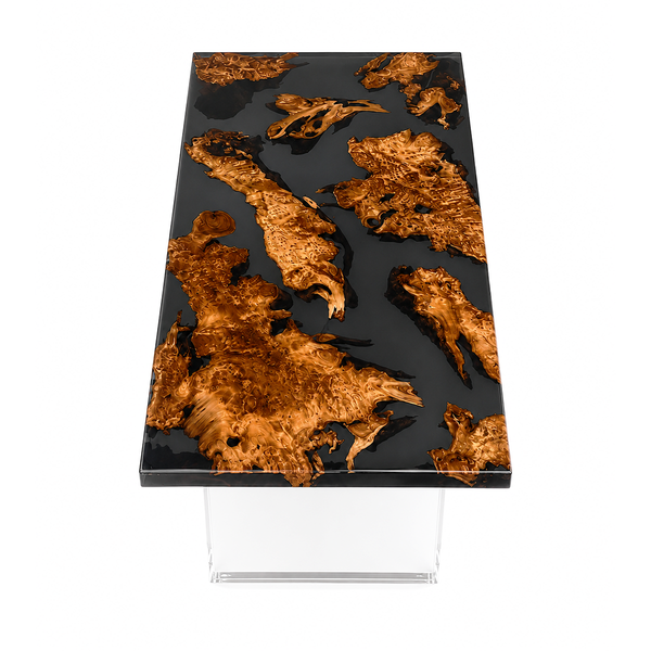 Cunninghamia Burl Transparent Black Epoxy Resin Coffee Table