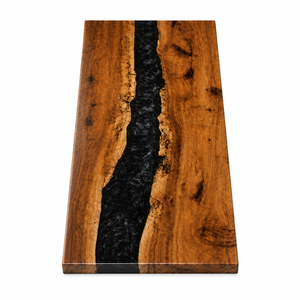 Walnut Wood Black River Live Edge Epoxy Resin Countertop