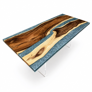 Walnut Ocean Wave Ocean Blue Epoxy Resin Coffee Table