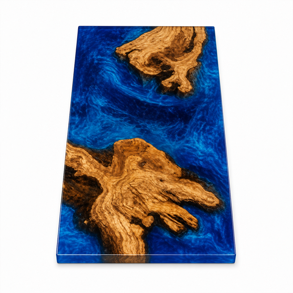 Olive Wood Ocean Blue Burl Epoxy Resin Countertop