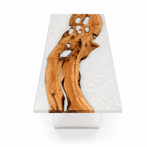 Olive Wood Crystal Epoxy Resin Coffee Table
