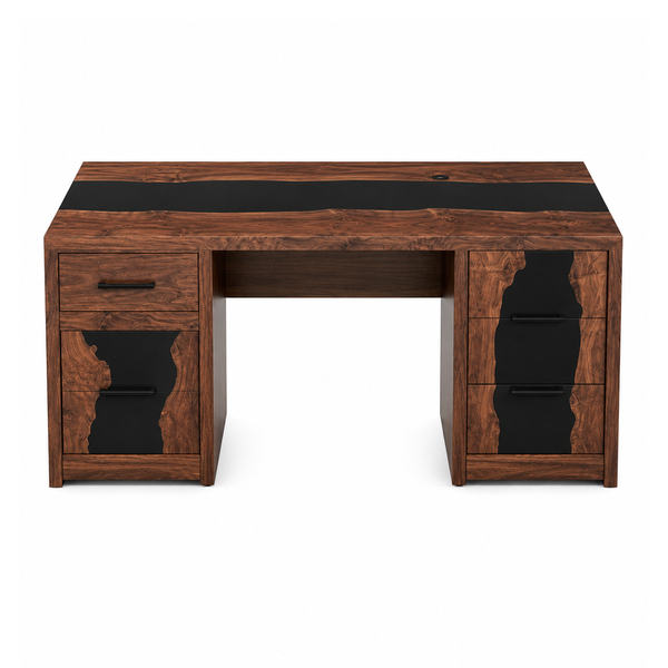 Black Walnut River Executive Epoxy Resin Desk