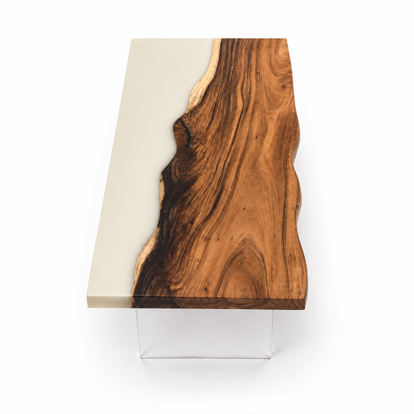 Walnut Wood White Resin Live Edge Epoxy Resin Dining Table