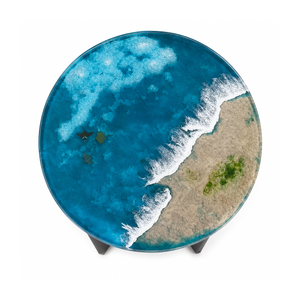 Pure Resin Transparent Ocean Wave Round Side Table