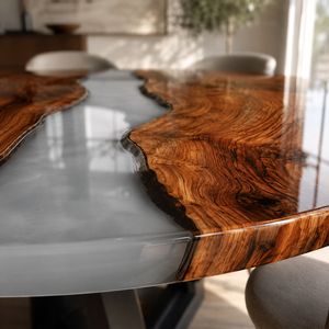 Walnut River Grey Epoxy Resin Round Table