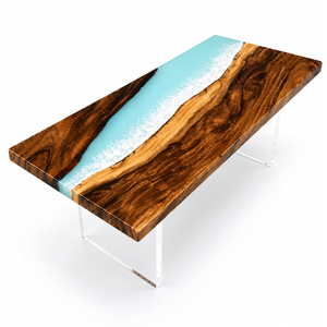 Walnut Ocean Whisper Epoxy Resin Coffee Table