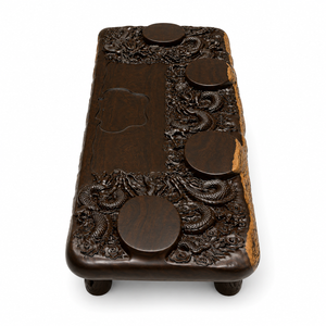 Black Walnut Dragon Carved Tea Wood Slab Table