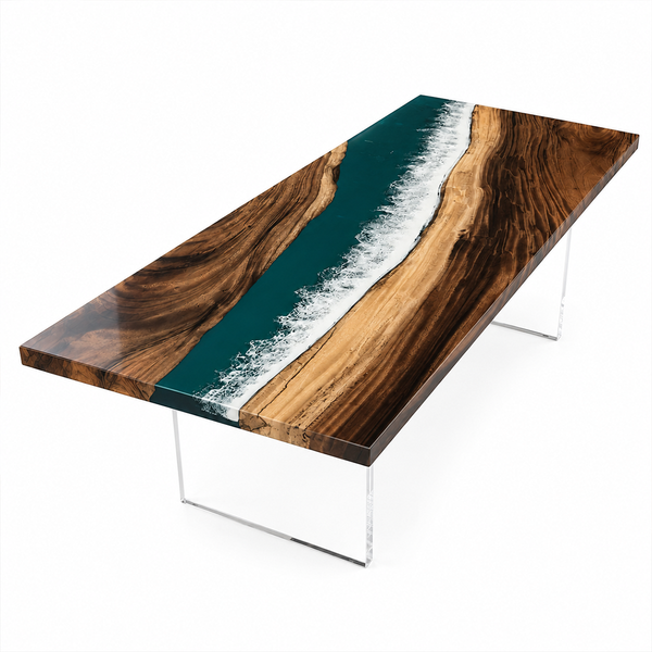 Walnut Emerald Coast Epoxy Resin Conference Table