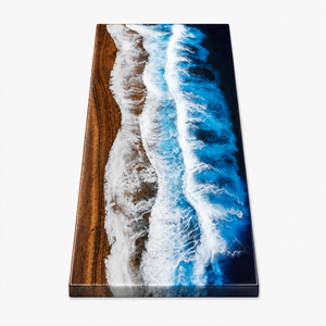 Walnut Wood Ocean Waves Sea Foam Art Epoxy Resin Countertop