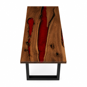 Black Walnut Red River Epoxy Resin Dining Table
