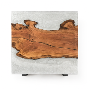 Olive Wood Crystal Tundra Textured Square Epoxy Resin Dining Table