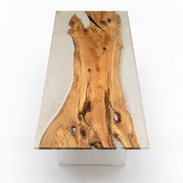 Olive Wood Icebound Organic Epoxy Resin Dining Table