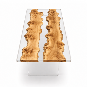 Poplar Burl Crystal Clear Epoxy Resin Conference Table