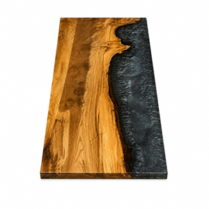Walnut Wood Executive Custom River Style Epoxy Resin Countertop
