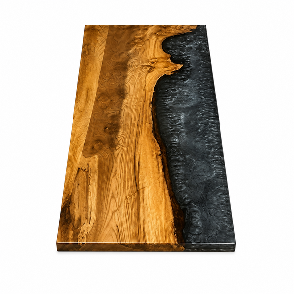 Walnut Wood Executive Custom River Style Epoxy Resin Countertop