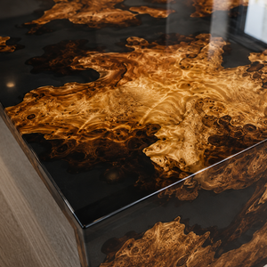 Cunninghamia Transparent Black Premium Straight-Edge Epoxy Resin WaterFall Table