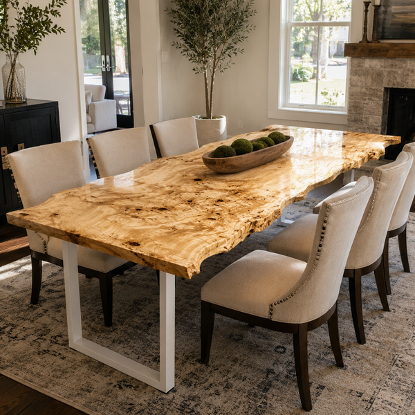 Poplar Burl Natural Live Edge Solid Wood Slab Table