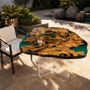 Cunninghamia Emerald Luxury Live Edge Epoxy Resin Coffee Table