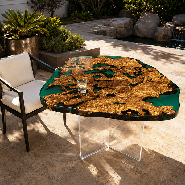 Cunninghamia Emerald Luxury Live Edge Epoxy Resin Coffee Table