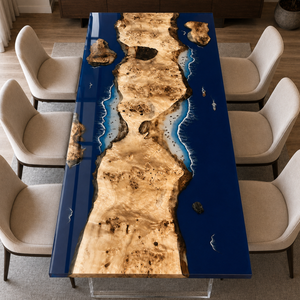 Poplar Burl Wild Texture Artisan Epoxy Resin Dining Table
