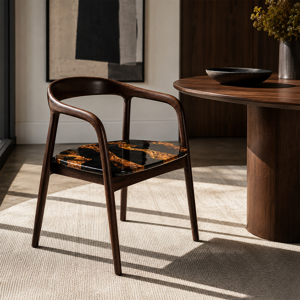Black Walnut Fused Grain Epoxy Resin Chair