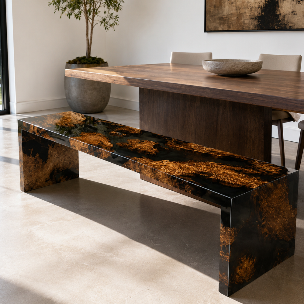 Cunninghamia Transparent Black Straight-Edge Epoxy Resin Chair