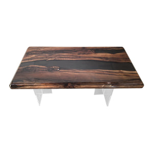Black Walnut Wood Black Epoxy Resin River Dining Table