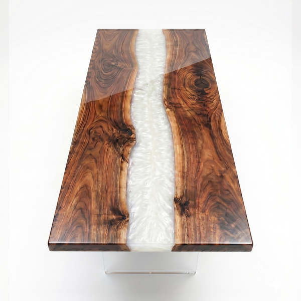 Black Walnut Swirling River White Epoxy Resin Conference Table