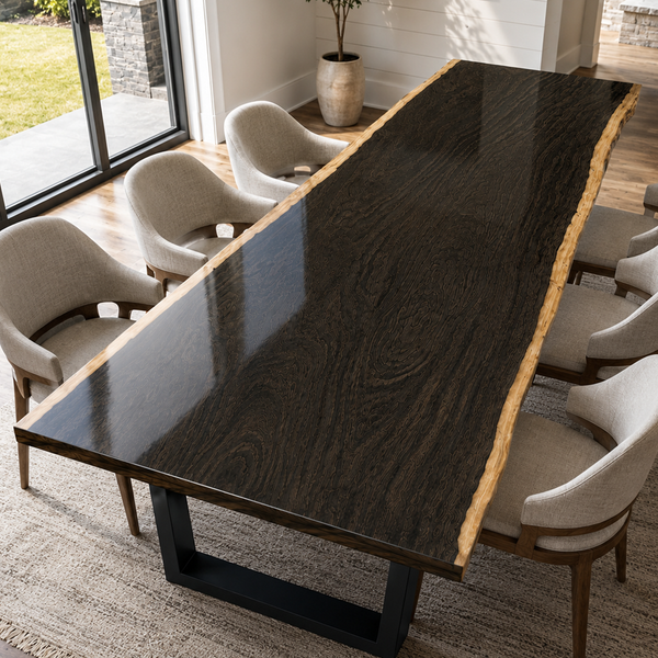 Black Walnut Rectangular Live Edge Epoxy Resin Dining Table